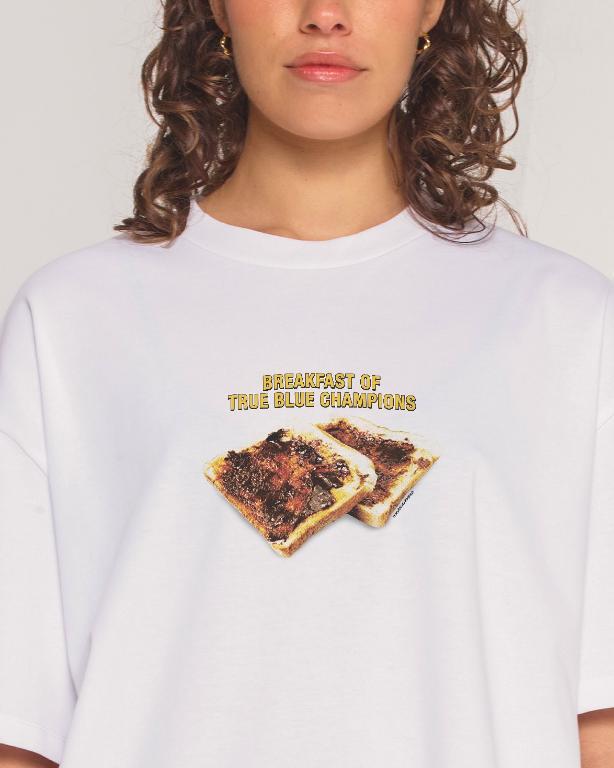 Breakfast of True Blue Champions Oversized Graphic Tee - Unisex 100% Combed Cotton