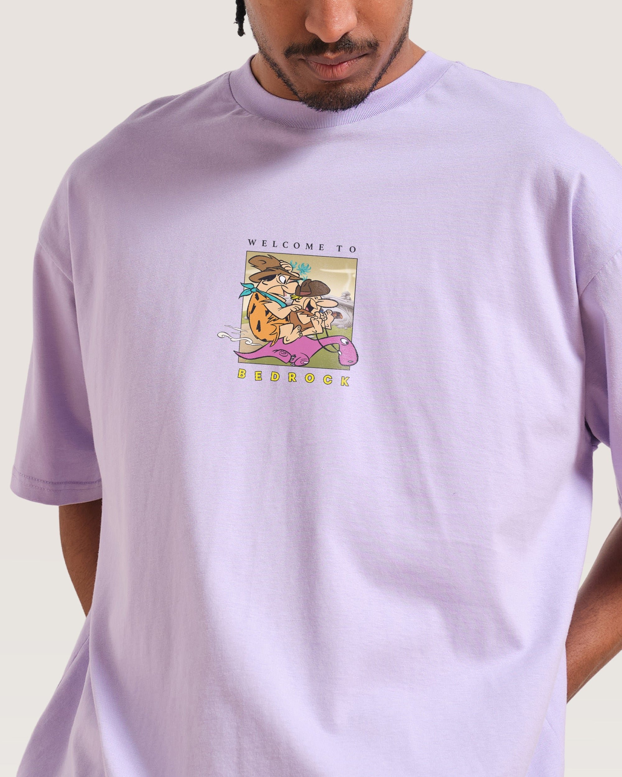 Bedrock Riders Oversized Graphic Tee - The Flintstones Collab Unisex 100% Combed Cotton