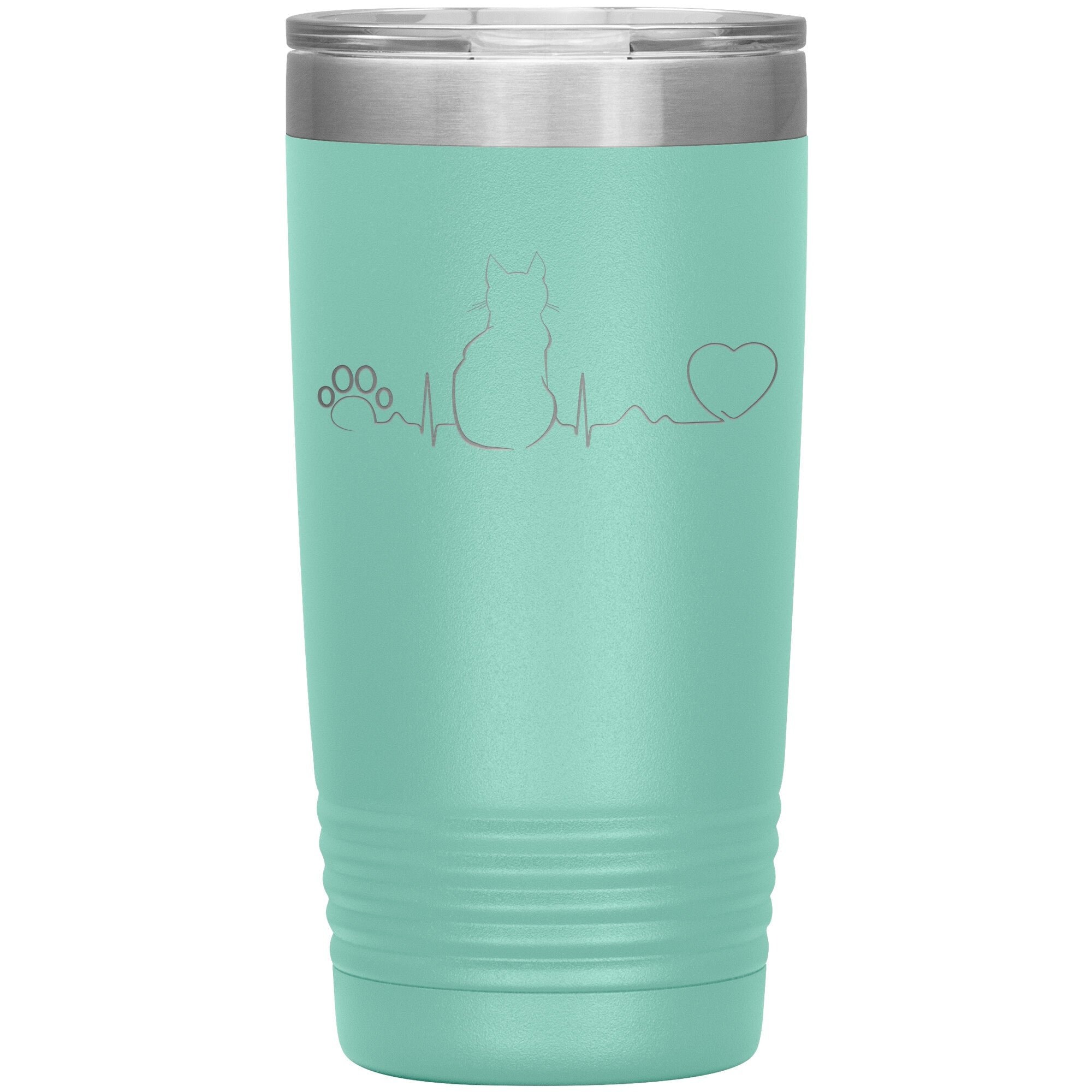 Cat Pulse 20 oz Insulated Tumbler by Polar Camel with Sipper Lid