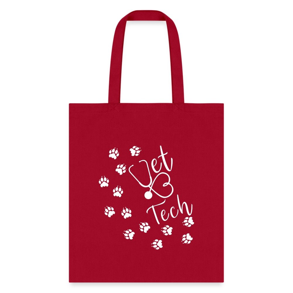 Vet Tech Paw Prints Stethoscope Tote Bag - 100% Cotton Canvas 15.5x14.5 Inches