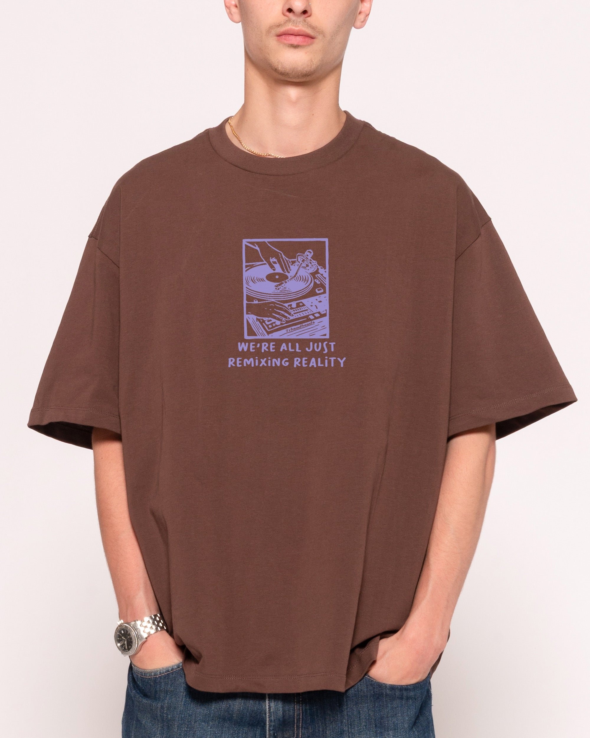 Remixing Reality Oversized Graphic Tee - Threadheads Unisex 90s Boxy Fit 100% Combed Cotton