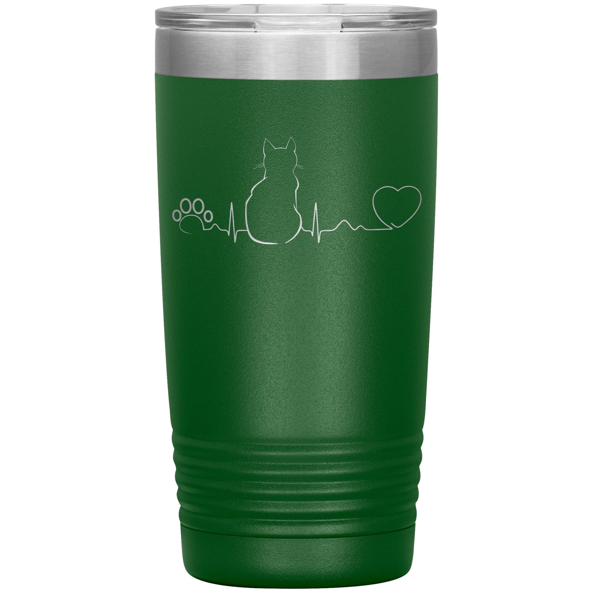 Cat Pulse 20 oz Insulated Tumbler by Polar Camel with Sipper Lid