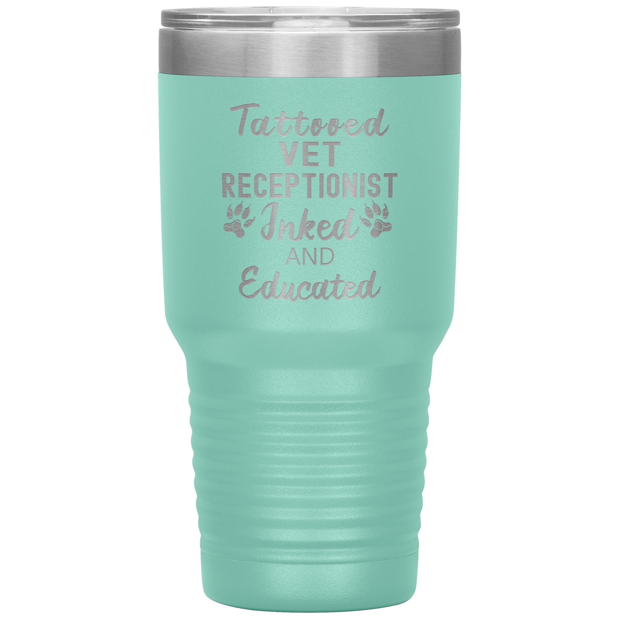 Vet Receptionist Tattooed Inked and Educated 30oz Vacuum Insulated Tumbler Polar Camel