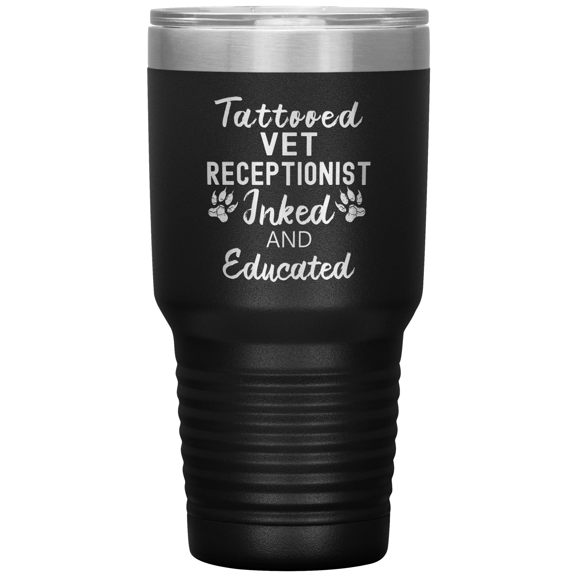 Vet Receptionist Tattooed Inked and Educated 30oz Vacuum Insulated Tumbler Polar Camel