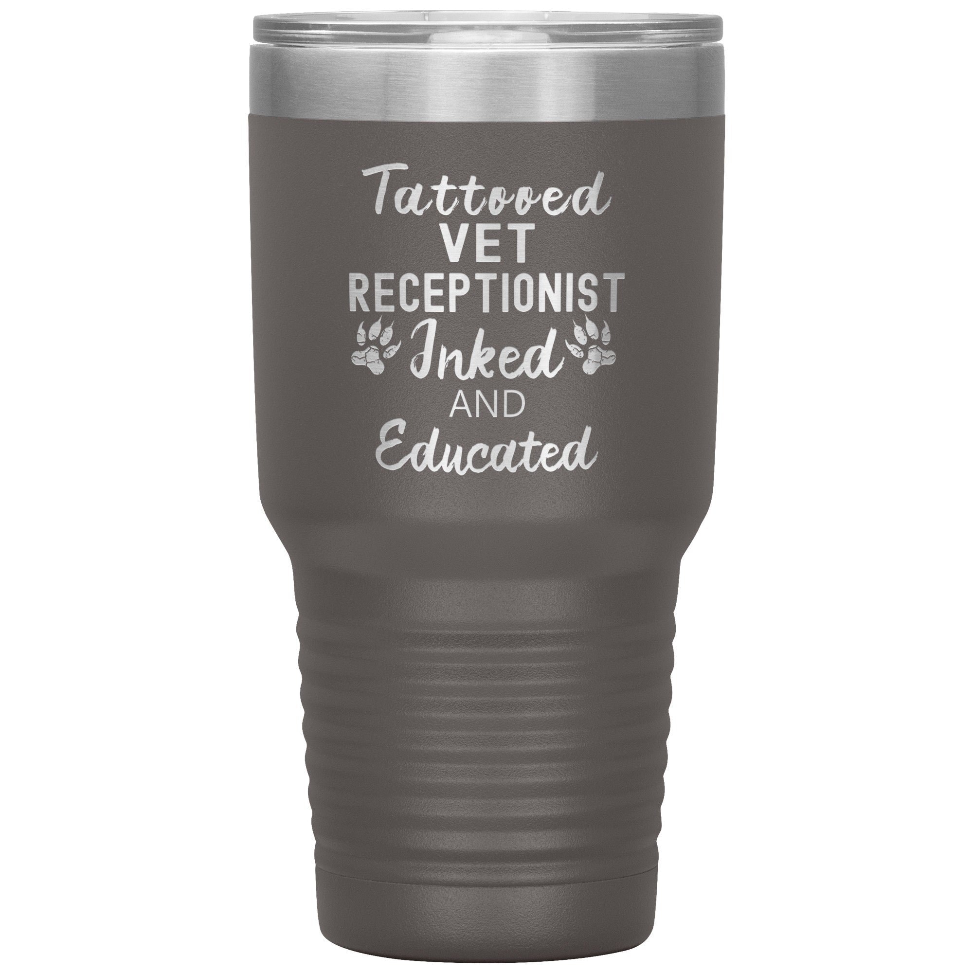 Vet Receptionist Tattooed Inked and Educated 30oz Vacuum Insulated Tumbler Polar Camel