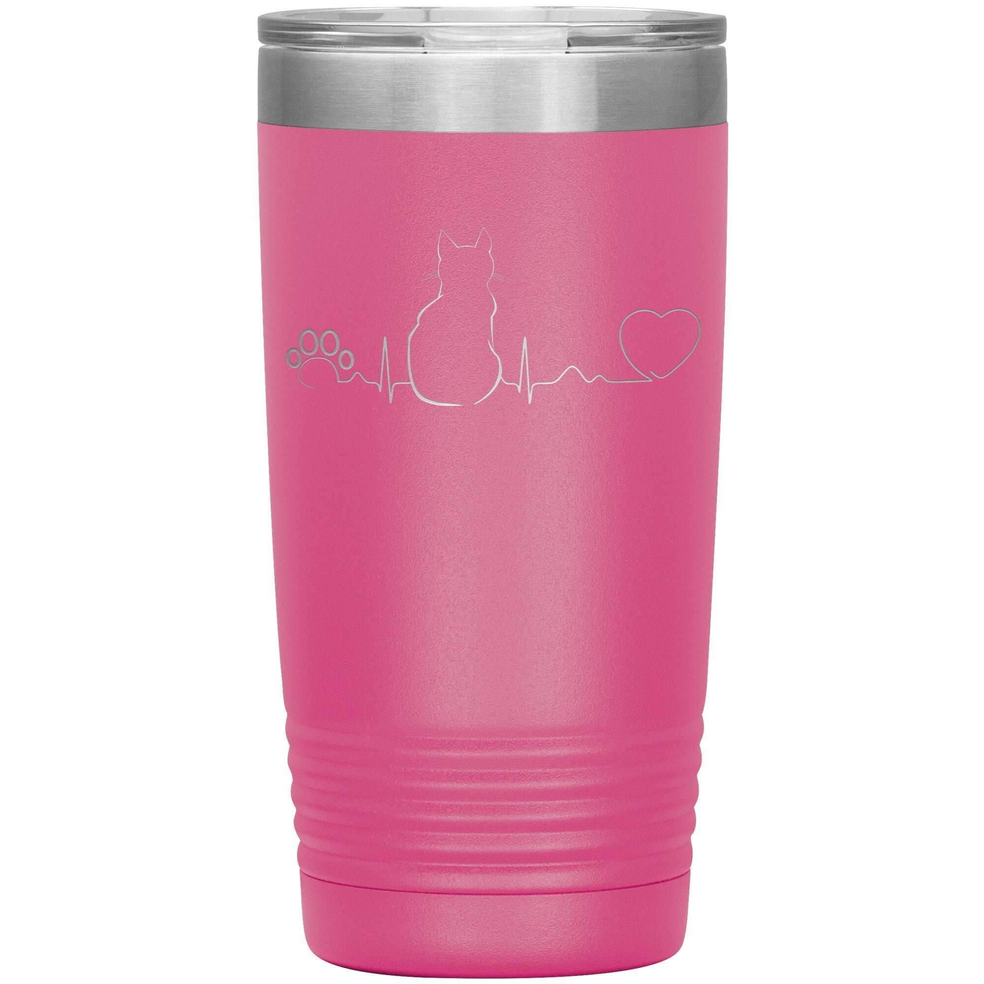 Cat Pulse 20 oz Insulated Tumbler by Polar Camel with Sipper Lid