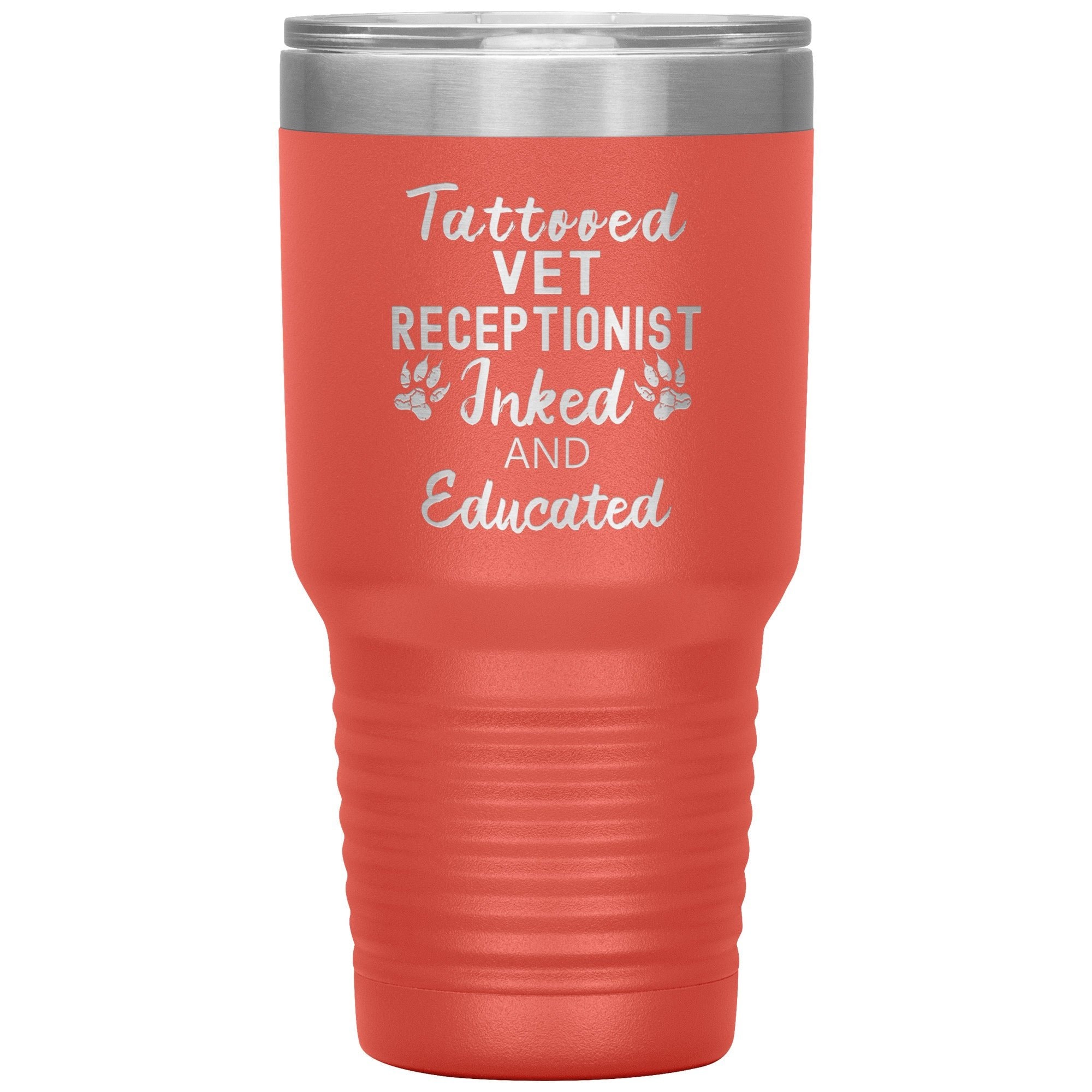 Vet Receptionist Tattooed Inked and Educated 30oz Vacuum Insulated Tumbler Polar Camel