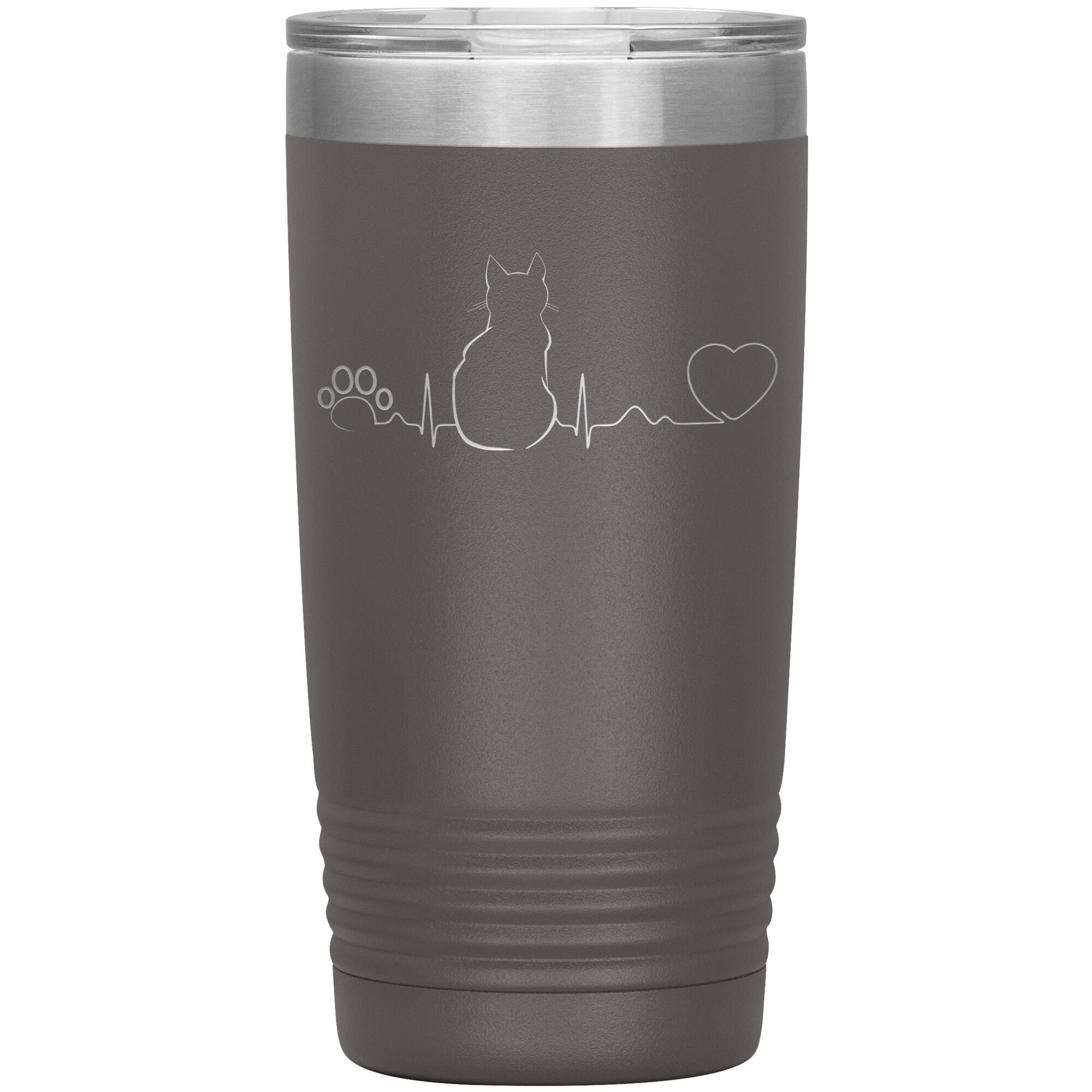 Cat Pulse 20 oz Insulated Tumbler by Polar Camel with Sipper Lid