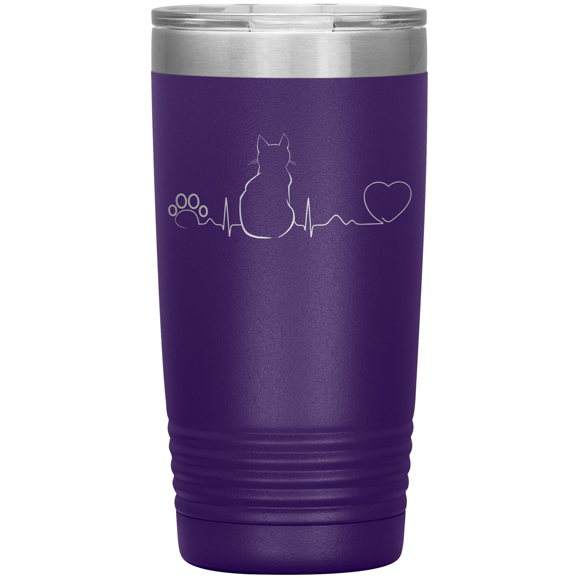 Cat Pulse 20 oz Insulated Tumbler by Polar Camel with Sipper Lid