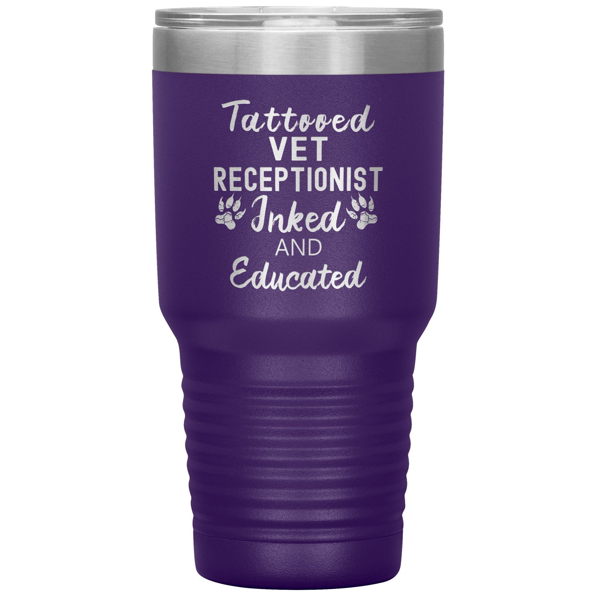 Vet Receptionist Tattooed Inked and Educated 30oz Vacuum Insulated Tumbler Polar Camel