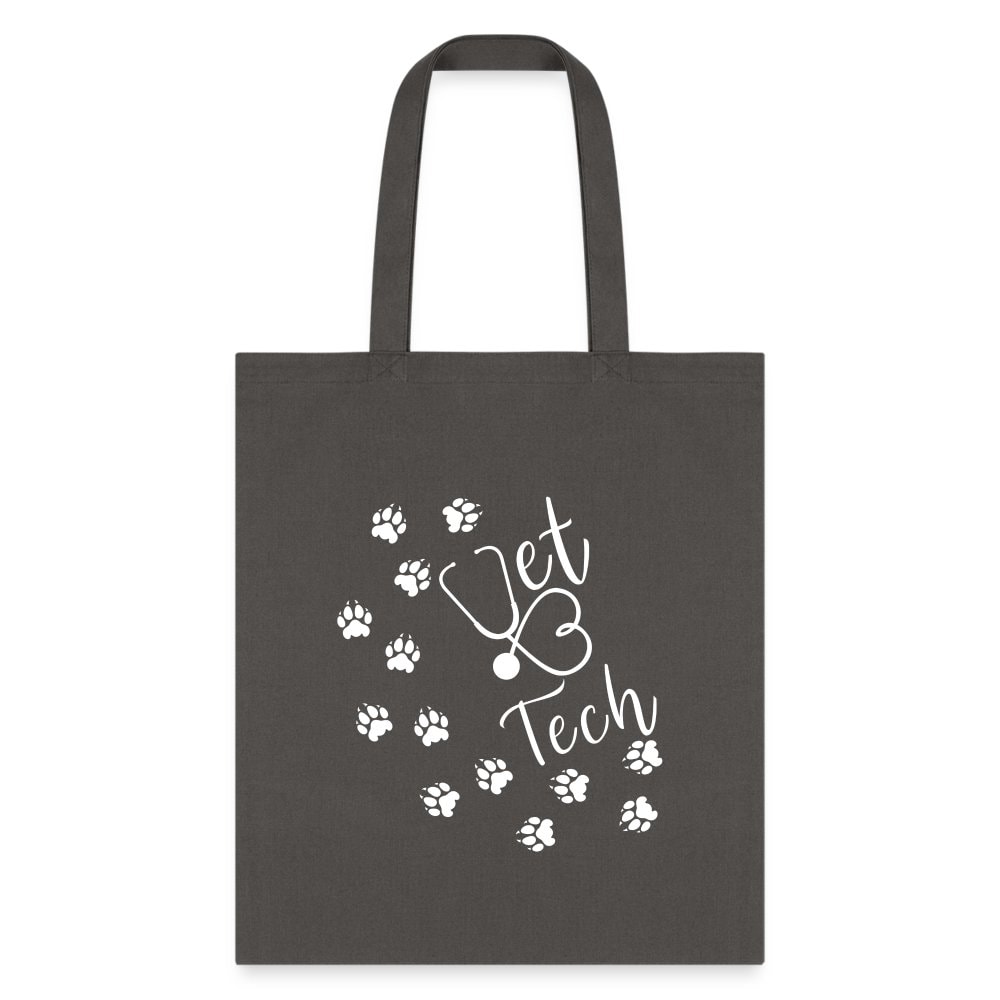 Vet Tech Paw Prints Stethoscope Tote Bag - 100% Cotton Canvas 15.5x14.5 Inches